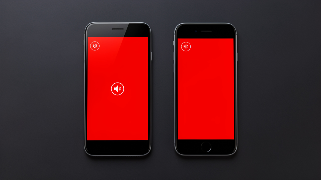 Deux smartphones modernes posés côte à côte, affichant une interface rouge d’alerte d’urgence avec le mode silencieux visible.
